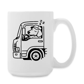 lkw kraftfahrer fernfahrer hund schlafen - Große Tasse 440 ml - Weiß - Rechts