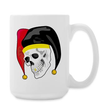 Harlequin Skull: Rebel Style and Gold - Large Mug 440 ml - white - Right