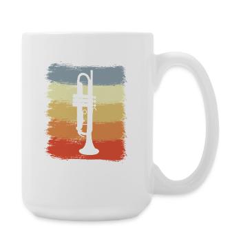 Vintage Trompete Zeichnung - Große Tasse 440 ml - Weiß - Rechts