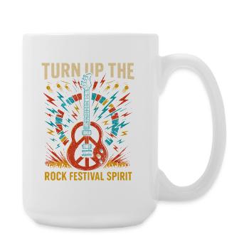 Rock festival spirit, peace guitar - Large Mug 440 ml - white - Right