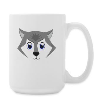 Cute Wolf Face Kawaii Grey Timber Wolf Costume - Large Mug 440 ml - white - Right