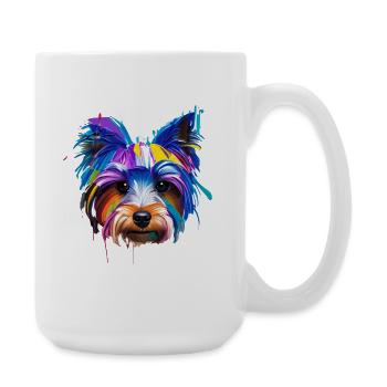 Yorkshire Terrier Yorkie Colorful Pop Art Dog Mom - Large Mug 440 ml - white - Right