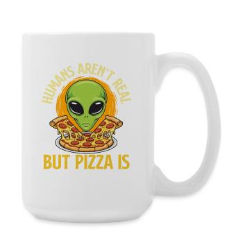 Les humains n’existent pas mais la pizza est drôle Citation - Grande tasse 440 ml - blanc - Droite