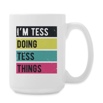 Ich bin Tess Things Retro Colors - Große Tasse 440 ml - Weiß - Rechts