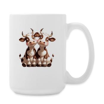 Cow Duo Cuddle Friendship - Large Mug 440 ml - white - Right