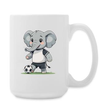 Elefant Fußballkicker - Große Tasse 440 ml - Weiß - Rechts
