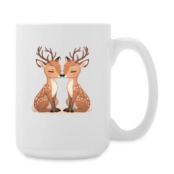 Kuschelige Reh-Duo Küssendes Motiv - Große Tasse 440 ml - Weiß - Rechts