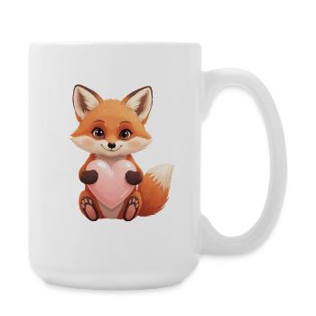 Cute fox with heart - Large Mug 440 ml - white - Right