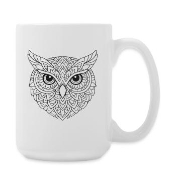 Mandala Owls Ornament - Large Mug 440 ml - white - Right