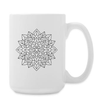 Florales Mandala - Große Tasse 440 ml - Weiß - Rechts
