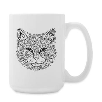 Visage de chat de Mandala - Grande tasse 440 ml - blanc - Droite