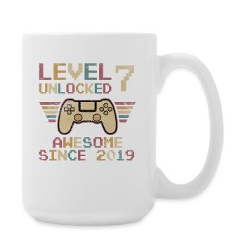 7. Geburtstag Level freigeschaltet - Große Tasse 440 ml - Weiß - Rechts