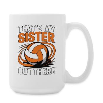 Volleyball Schwester - Stolzes Geschwister Design - Große Tasse 440 ml - Weiß - Rechts