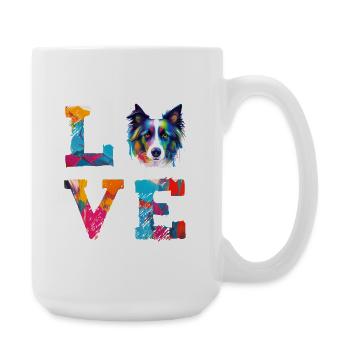 Portrait coloré du chien d’amour Border Collie - Grande tasse 440 ml - blanc - Droite