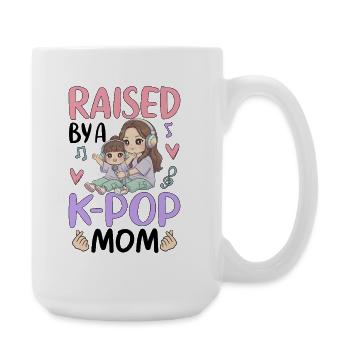 Raised By A K-Pop Mom - Large Mug 440 ml - white - Right