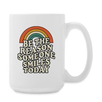 Be The Reason Someone Smiles Today Retro Rainbow - Large Mug 440 ml - white - Right