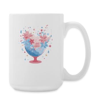 Pastel flowers in a glass goblet - Large Mug 440 ml - white - Right