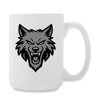 Logo Tête de Loup - Grande tasse 440 ml - blanc - Droite