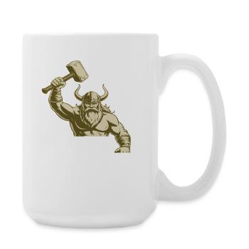 Wikinger Viking Legende Seemann Odin Rabe Kämpfer - Große Tasse 440 ml - Weiß - Rechts