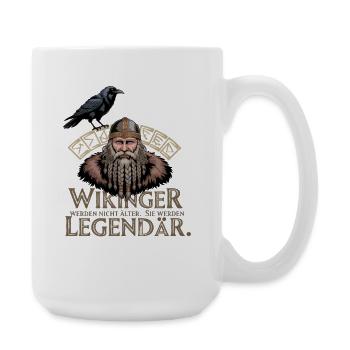 Wikinger Viking Legende Seemann Odin Rabe Kämpfer - Große Tasse 440 ml - Weiß - Rechts
