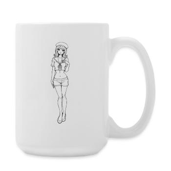 Pin-up Matrosin Marine Retro Look - Große Tasse 440 ml - Weiß - Rechts