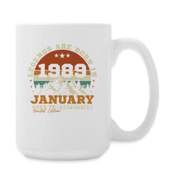 Januar 1989 Vintage-Retro-Geburtstagsgeschenk - Große Tasse 440 ml - Weiß - Rechts