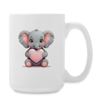 Kleiner Elefant Herzzauber - Große Tasse 440 ml - Weiß - Rechts