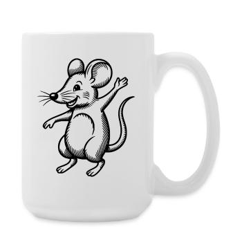 Maus Tanzen Springen Lachen Hüpfen Winken Feiern - Große Tasse 440 ml - Weiß - Rechts