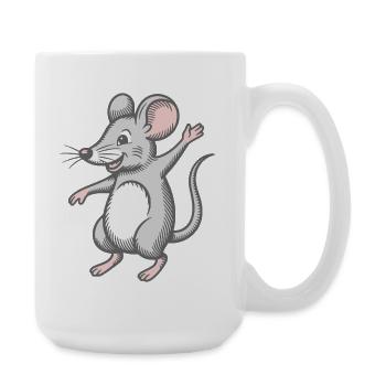 Glückliche Maus tanzt lacht tanzen lachen happy - Große Tasse 440 ml - Weiß - Rechts