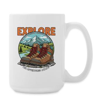 Explore Adventure – Hiking Outdoor Mountains Nature - Large Mug 440 ml - white - Right