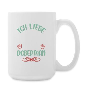 Dobermann Liebe mit Flügeln - Große Tasse 440 ml - Weiß - Rechts