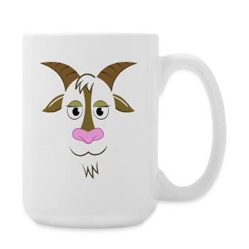Cute Cartoon Goat Face Farm Animal Illustration - Large Mug 440 ml - white - Right