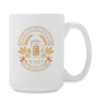 Karneval Geld Für Kostüm Gespart Bier Saufen Party - Große Tasse 440 ml - Weiß - Rechts