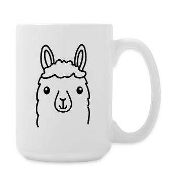 Cute Alpaca Llama Head Line Art - Large Mug 440 ml - white - Right