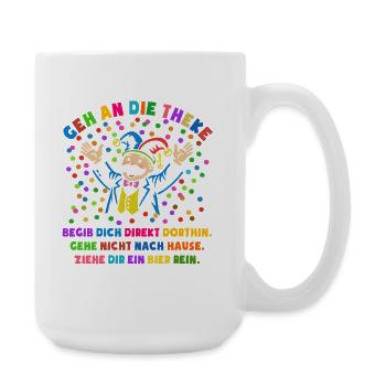 Jubel | Konfetti | Geh an die Theke | Kostüm - Große Tasse 440 ml - Weiß - Rechts