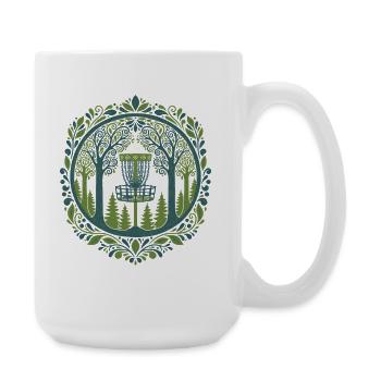 Disc-Golf-Korb in Woodland Scene Art - Große Tasse 440 ml - Weiß - Rechts