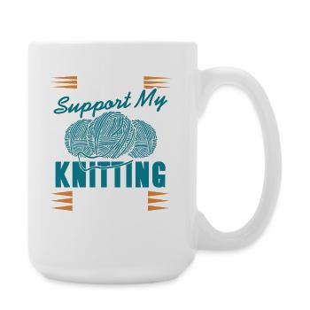 I Work to Support My Knitting Addiction Funny Yarn - Large Mug 440 ml - white - Right