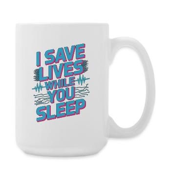 ICU Nurse I Save Lives While Registered Nurse - Large Mug 440 ml - white - Right