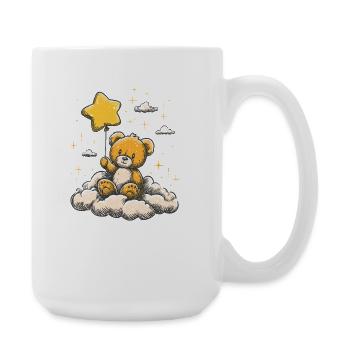 Cuddly teddy with star balloon - Large Mug 440 ml - white - Right