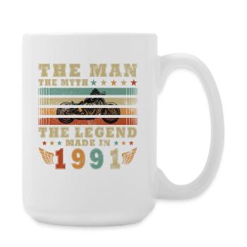 Vintage Motorcycle 1991 Retro Birthday Gift - Large Mug 440 ml - white - Right