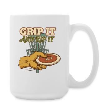 Grip It And Rip It Disc Golf Disc Golfer Flying - Large Mug 440 ml - white - Right