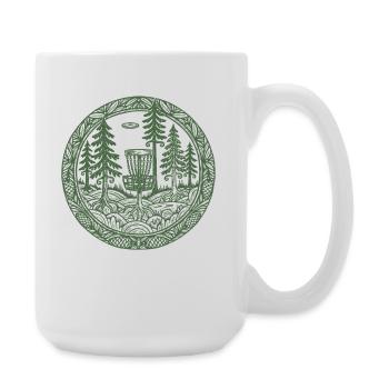 Forest Disc Golf Basket Flying Disc Course Scene - Large Mug 440 ml - white - Right