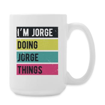 Ich bin Jorge und mache Jorge-Dinge in Retro-Farben - Große Tasse 440 ml - Weiß - Rechts