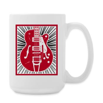 Explosion de silhouette de guitare rétro rouge - Grande tasse 440 ml - blanc - Droite