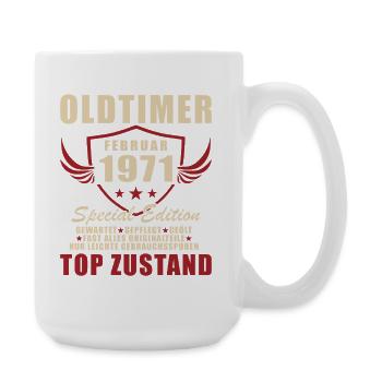 Février 1971 Voiture classique d’anniversaire 1971 - Grande tasse 440 ml - blanc - Droite