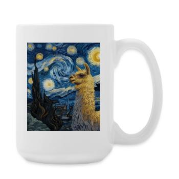 Lama Van Gogh Starry Night - Große Tasse 440 ml - Weiß - Rechts