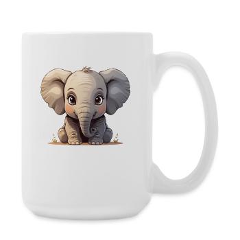 Cute baby elephant cartoon - Large Mug 440 ml - white - Right
