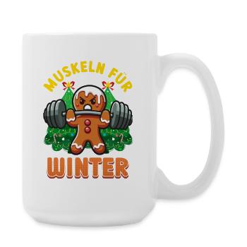 MUSKELN FÜR DEN WINTER Lebkuchenmann Lustig - Große Tasse 440 ml - Weiß - Rechts