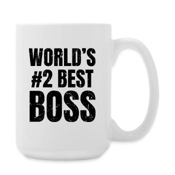 Weltbester Chef Nr. 2 Bürohumor Retro - Große Tasse 440 ml - Weiß - Rechts