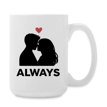 Minimal Heart Love, Valentine's Day Girlfriend Boyfriend - Large Mug 440 ml - white - Right